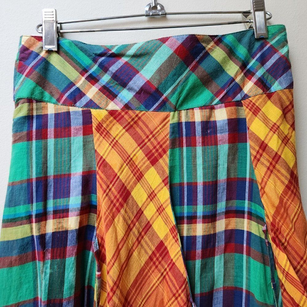 H&M Patchwork Plaid Midi Skirt A-Line Cottagecore Preppy Size 2⭐️Host Pick⭐️ - Picture 4 of 7